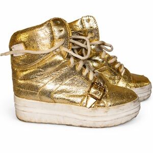 Gold High-Top Sneakers